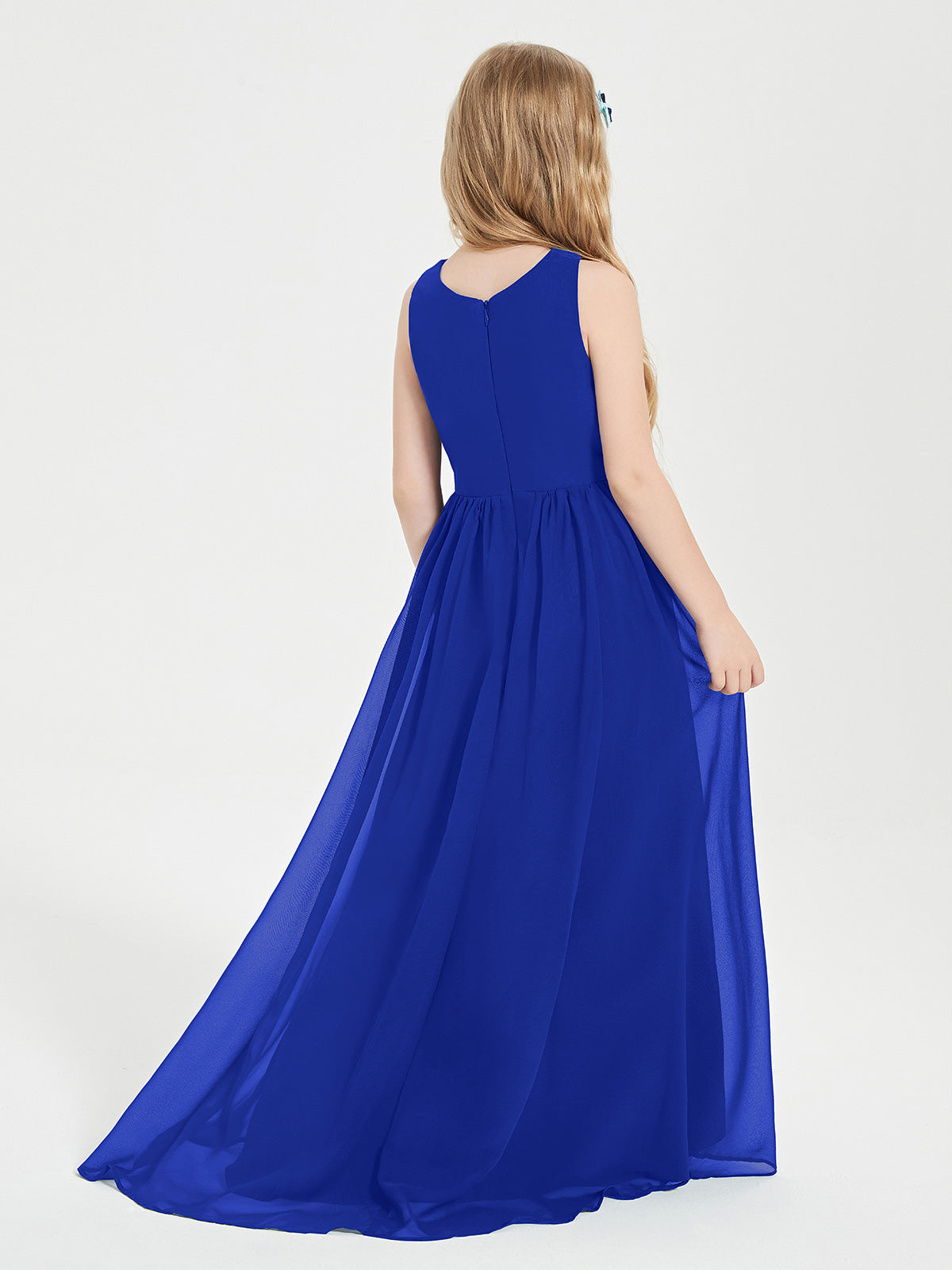 Asymmetrical Junior Bridesmaid Dresses with Scoop Neckline Royal Blue